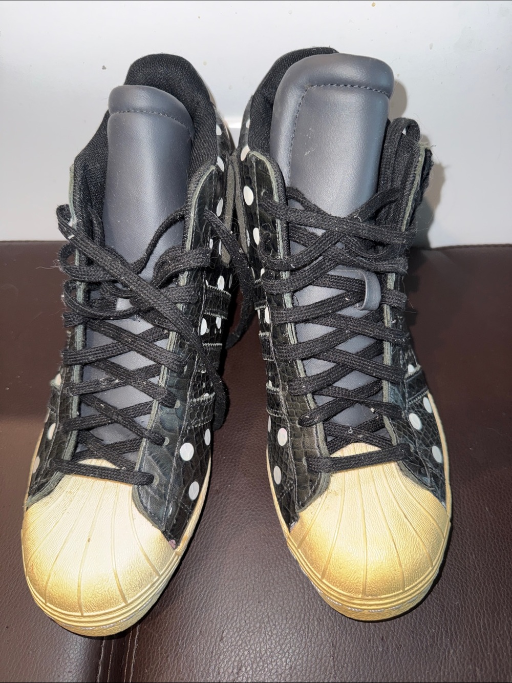 Adidas Black and White Polka Dot Athletic Shoe As Is - Picture 3 of 7